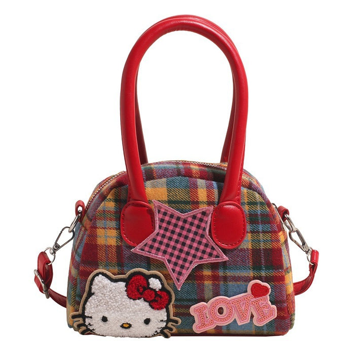 Wholesale Women's Fine Plaid Cute Bow Portable Shoulder Bags