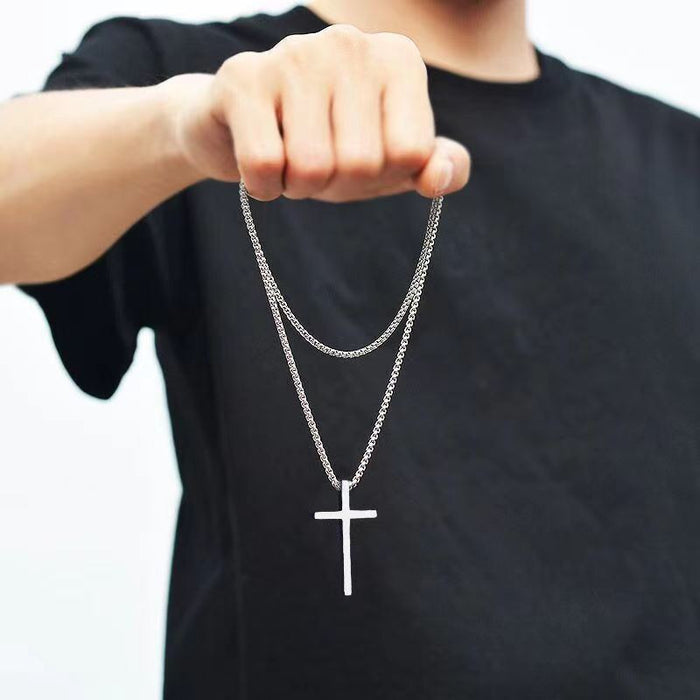 Wholesale Titanium steel cross necklace trendy and personalized smooth stainless steel pendant accessory