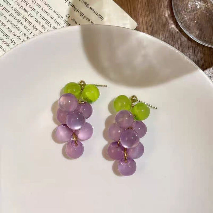 Wholesale Clear Grape Fruit Earrings Plastic Resin Red Fashion Accessory