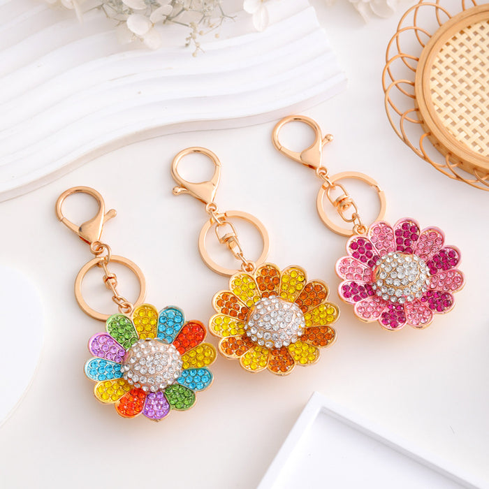 Wholesale Diamond Smiley Sunflower Sunflower Keychain JDC-KC-HongT003