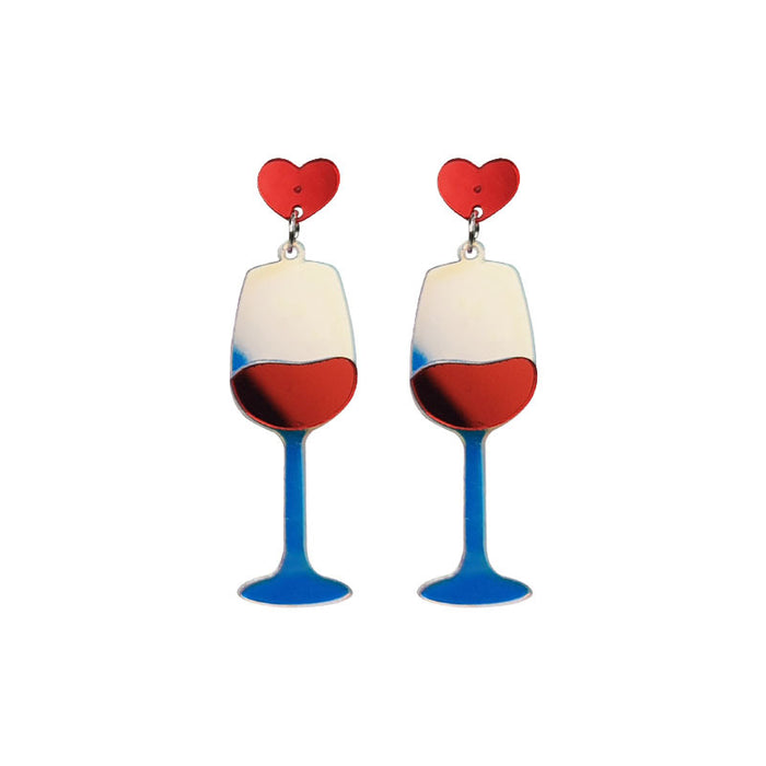 Wholesale High-foot Red Wine Glass Acrylic Cartoon Earrings JDC-ES-JiaYi010