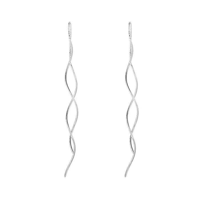 Wholesale Sterling silver wavy earrings with fashionable and simple tassel earrings