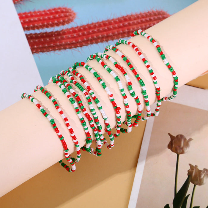 Wholesale Handmade colorful rice bead beach chain bracelet DIY finished bead string bracelet