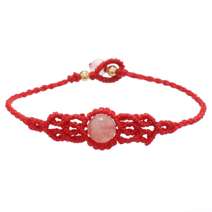 Wholesale Simple Geometric Design Handmade Natural Stone And Gold Plated Beaded Bracelet Adjustable Waxed Cord Women S Fashion Accessory Gift