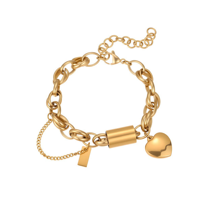 Wholesale Heart-shaped pendant chain stainless steel bracelet