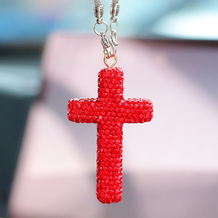 Wholesale Simple Black Rhinestone Cross Car Hanging Ornament Interior Decoration Gift