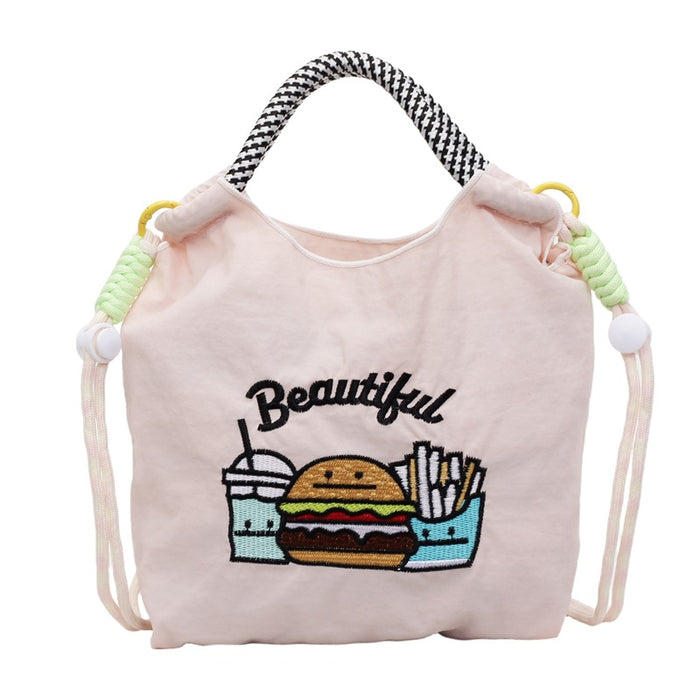 Wholesale New canvas bag embroidered eco-friendly shopping bag for commuting women, shoulder bag for niche diagonal cross bag
