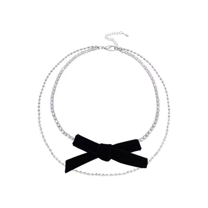 Wholesale Black Velvet Bow  Necklace Chain Women's All-match