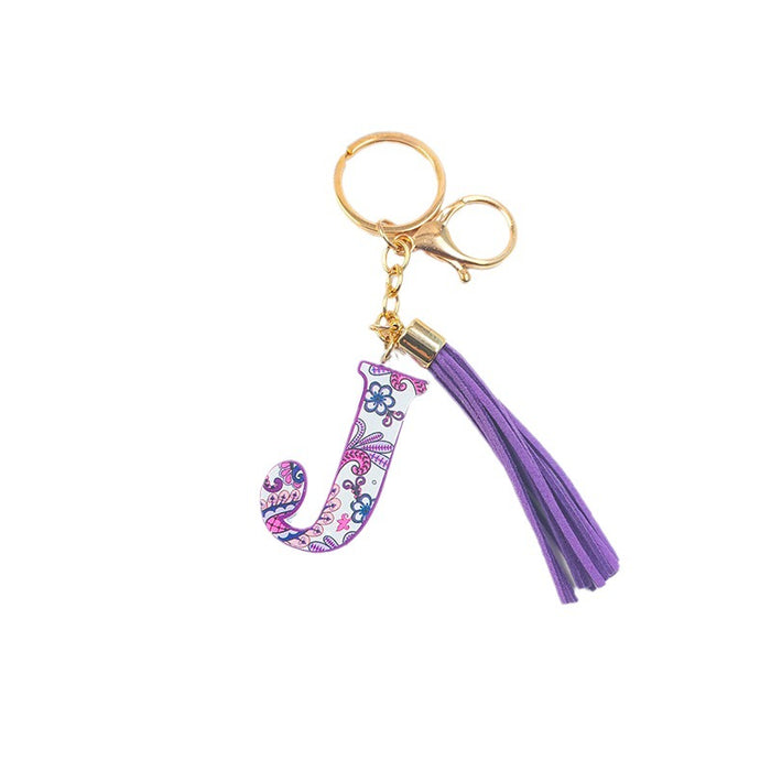 Wholesale Zinc Alloy Leather Letter Color Tassel Keychain JDC-KC-JinY003