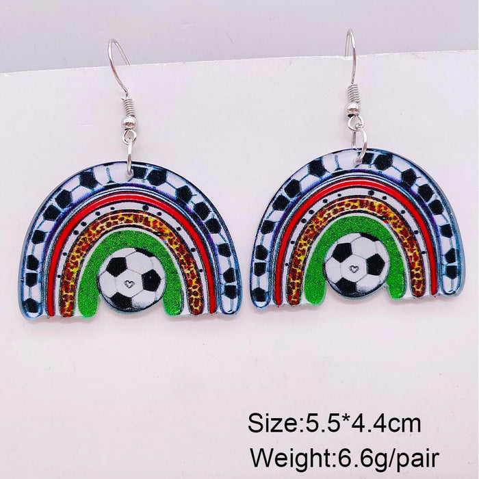 Wholesale football acrylic earrings lovely U-shaped leopard print earrings sports earrings jewelry