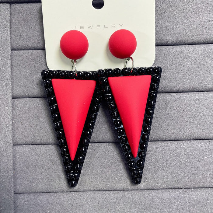 Wholesale  contrast color triangle temperament long color earrings Joker candy color geometric earrings