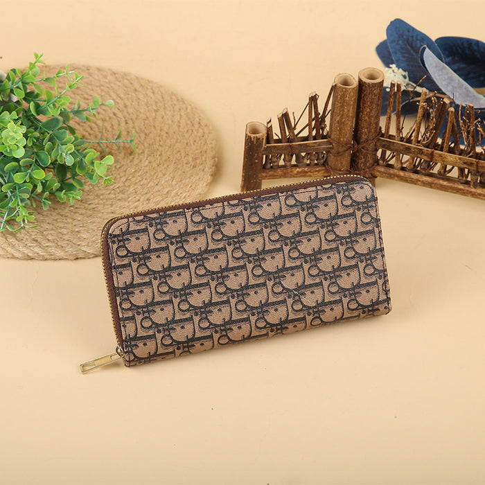 Wholesale Stylish Print PU Long Wallet Fashion Zip Around Clutch Trendy Everyday Handbag MOQ≥3