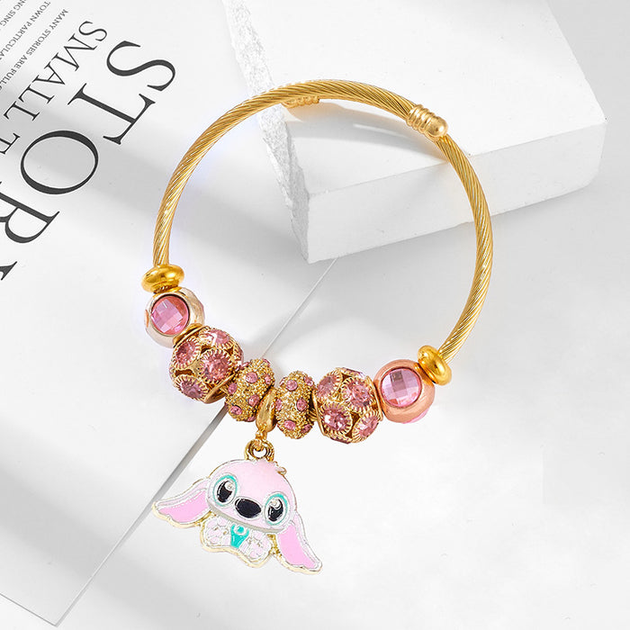Wholesale Stainless Steel Cartoon Beaded Bracelet with Butterfly Pendant MOQ≥2