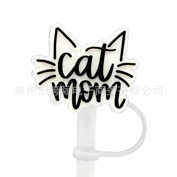 Wholesale New Cat Animal Straw Cover 10MM Straw Cap Silicone Dust Stopper Cute Anime Party Straw Decoration