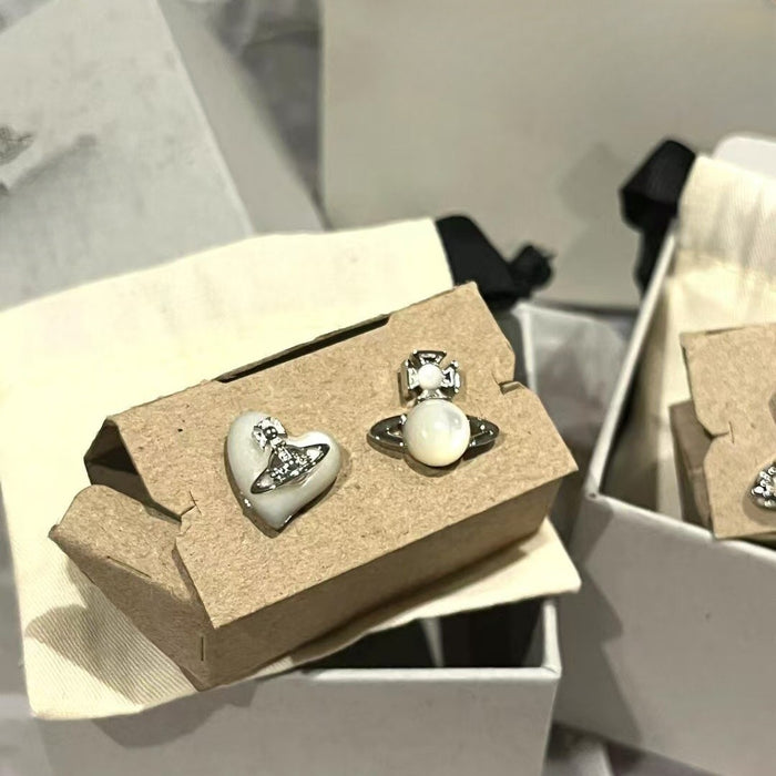 Wholesale Silver Needle  Asymmetric Saturn Earrings Women's Earrings