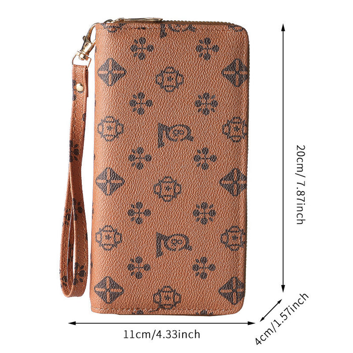 Wholesale Retro Fashion Women' s Long Wallet with Letter Pattern Large Capacity Zipper PU Leather MOQ≥3