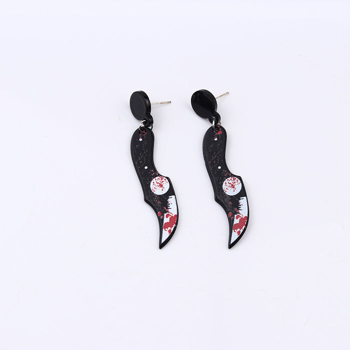 Wholesale Acrylic Printed Blood Color Knife Earrings Personalized   Earrings