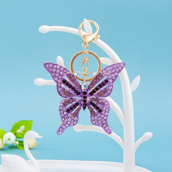 Wholesale Rhinestone Metal Butterfly Keychain JDC-KC-HongT001