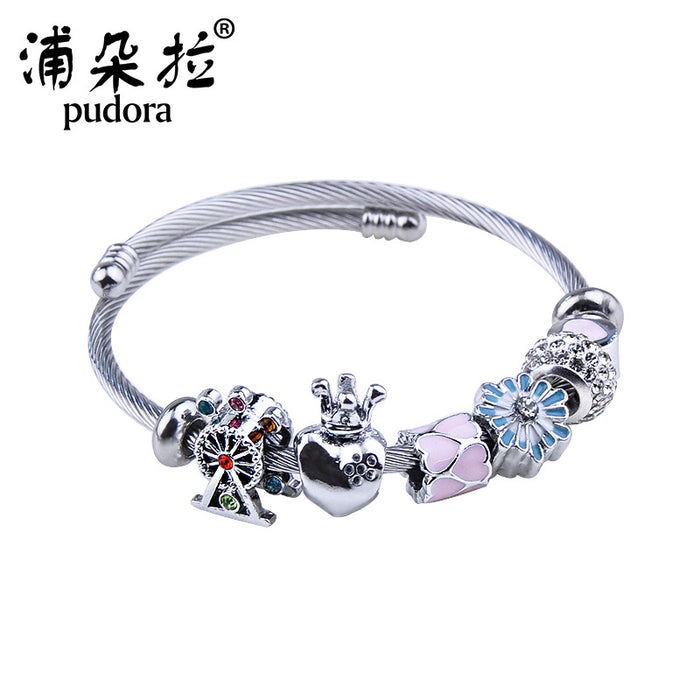 Wholesale New stainless steel bracelet, fashionable DIY bead bracelet, minimalist design