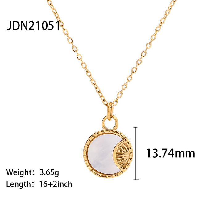Wholesale Vintage Heart Mother-of-Pearl Stainless Steel Necklace