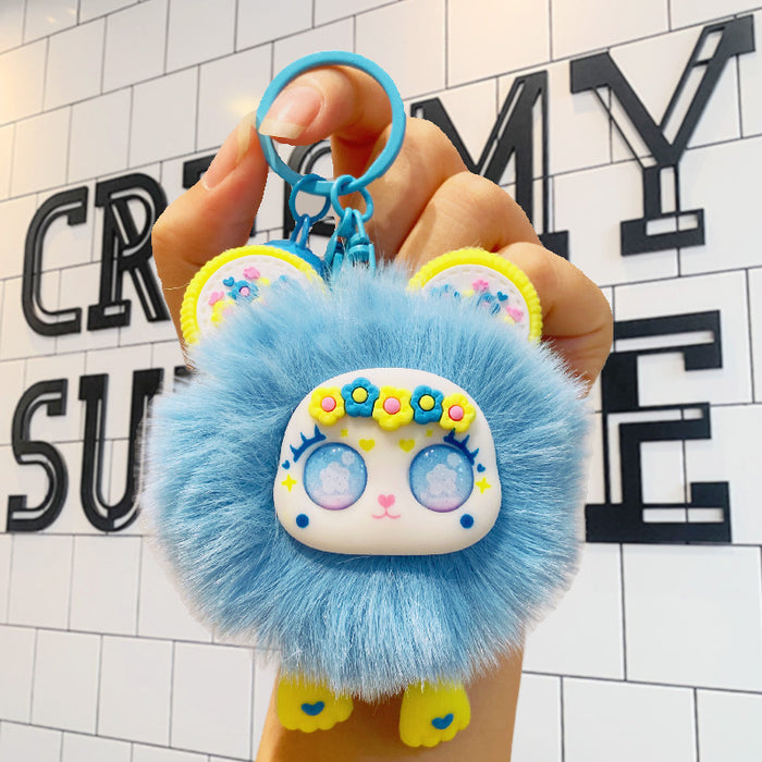 Wholesale Plush sweetheart bear cute rex rabbit fur pendant doll keychain