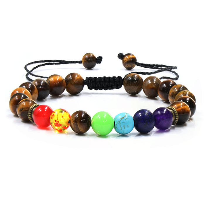 Wholesale Colorful Bracelet Volcanic Stone Tiger Eye Adjustable Bracelet JDC-BT-NHong023