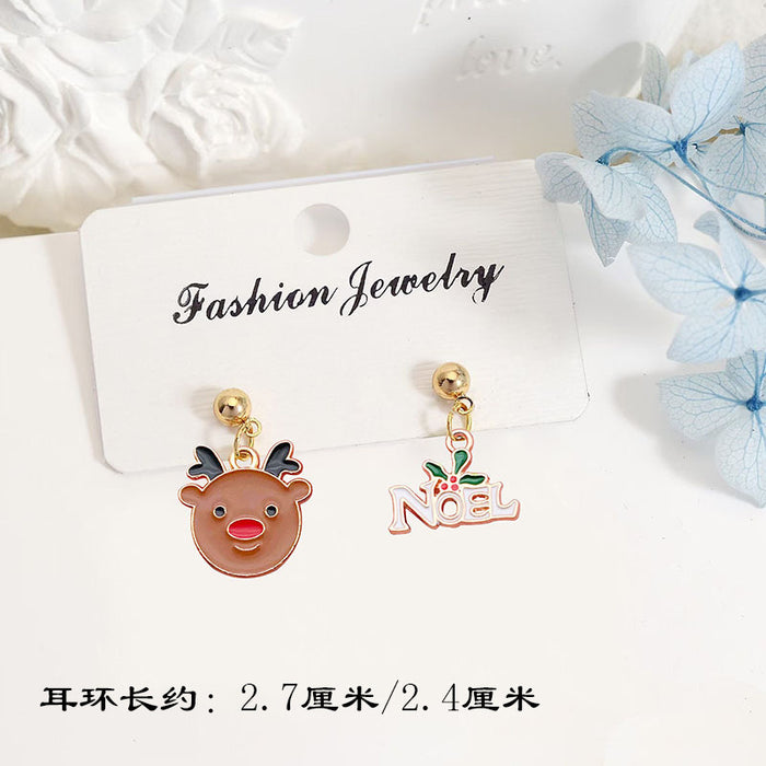 Wholesale Metal Electroplated Christmas Earrings Snowflake Elk Design Chic Fashion Access MOQ≥2 MOQ≥