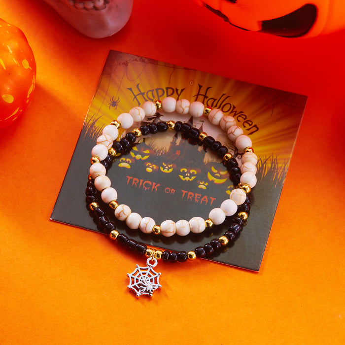 Wholesale  Funny Cartoon Crystal Beaded Bracelet Versatile Witch Pumpkin  Web Wizard Hat Bracelet