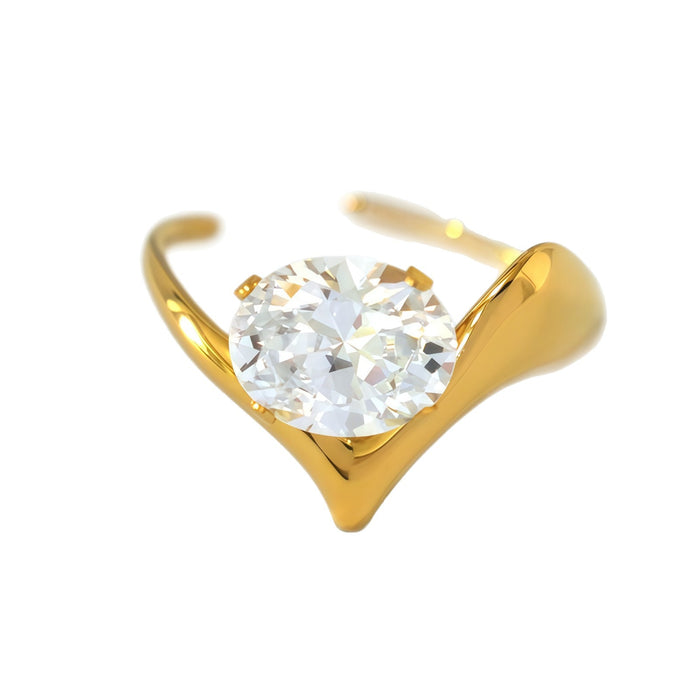 Wholesale Stainless Steel Geometric Line Open Ring Simple Niche Design Hand Jewelry