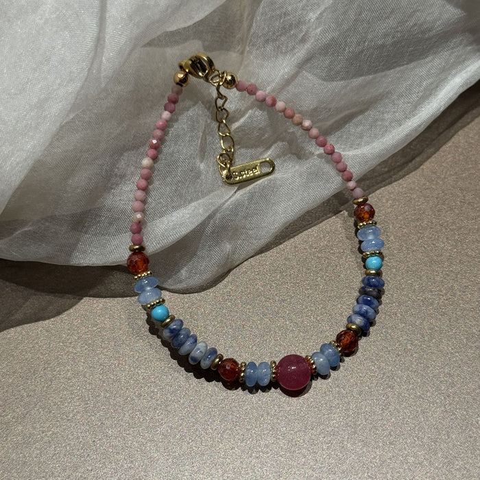 Wholesale Natural stone bead necklace light luxury niche retro red patterned stone layered turquoise high-end necklace