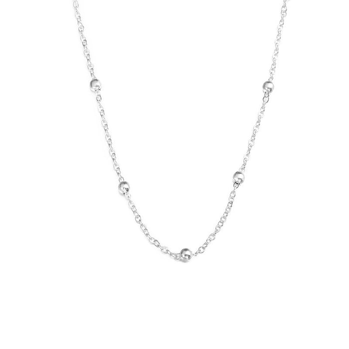 Wholesale short beaded clavicle chain ins simple fashion metal chain beaded neck chain