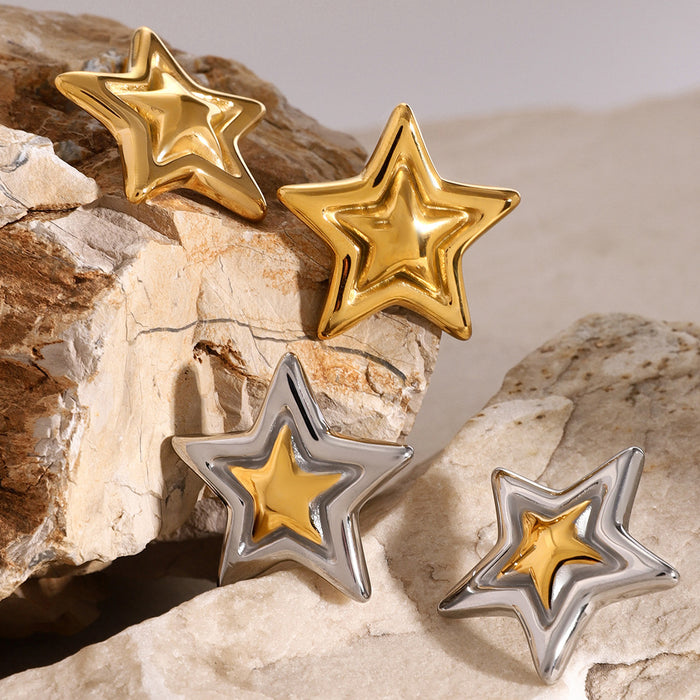 Wholesale Five-Pointed Star Earrings Metal Earrings