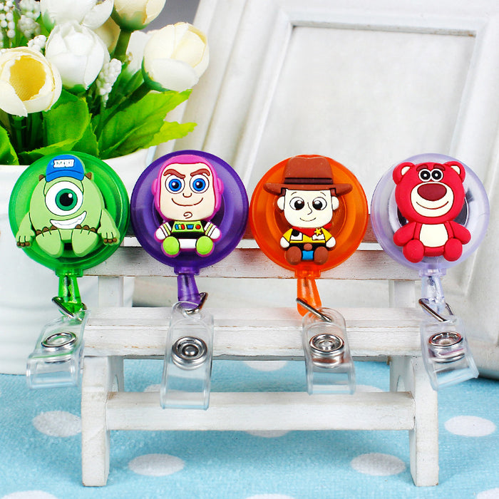 Wholesale Cartoon Badge Scroll Retractable Plastic Keychain JDC-KC-LuoKe004