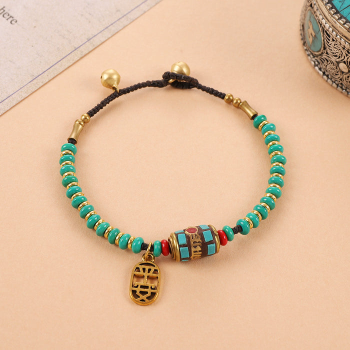 Wholesale Ethnic Style Turquoise Copper Beads Beaded Bracelet JDC-BT-Luox001