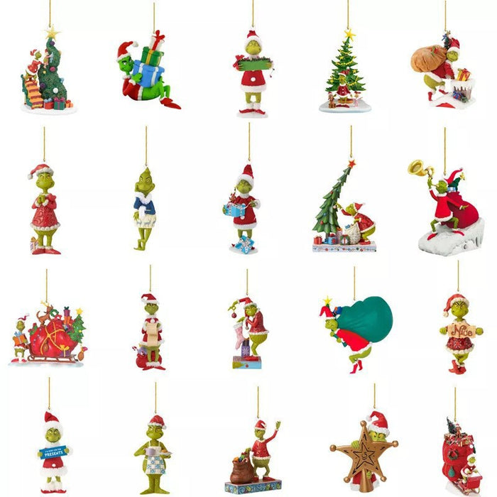 Wholesale Acrylic Cartoon Monster Christmas Tree Hanging Ornament 8-Piece Decorative Accent Set MOQ≥2