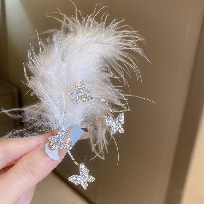 Wholesale Personalized Diamond Bow Feather Earrings JDC-ES-BY004