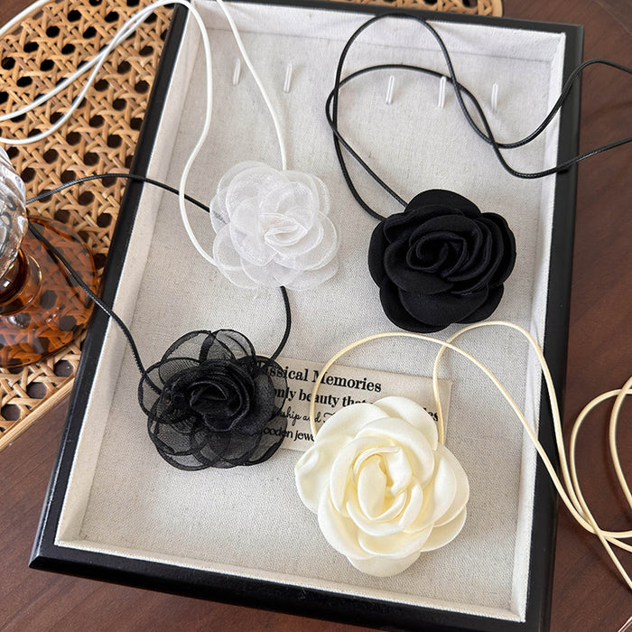 Wholesale Rose necklace for girls, neck flower, black flower collar, neck strap, camellia neck necklace