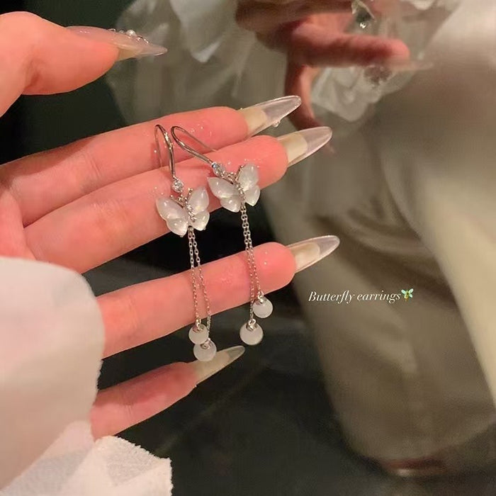 Wholesale Butterfly tassel earrings, new style, light luxury temperament, high-end feeling, earrings, niche temperament, unique earrings