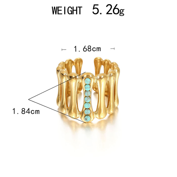 Wholesale Stainless Steel Gold Turquoise Rings