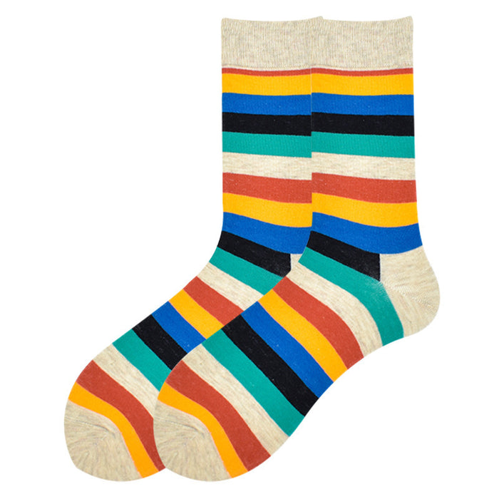 Wholesale Happy Socks Men's Cotton Socks Long Tube Color Stripes JDC-SK-CG020