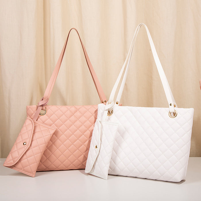 Wholesale Fashionable Women's Casual Tote Bag Set White Match Single Shoulder Bag Leather Handbag Ladies Purse Fashion Accessory