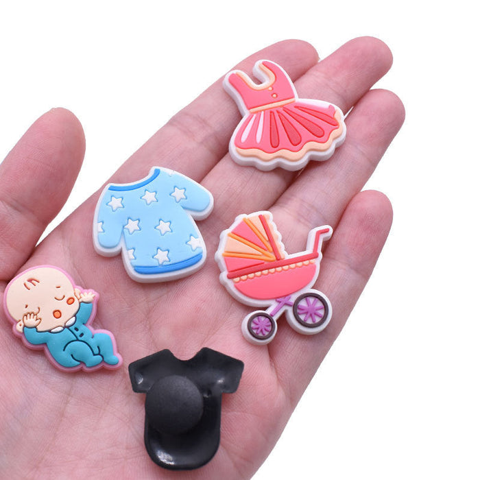 Wholesale 100PCS PVC Cartoon Denim Milk Cow Pattern DIY Shoe Buckle JDC-SC-RYY013