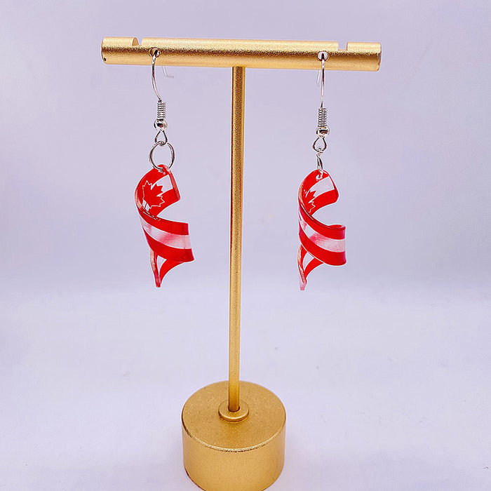 Wholesale Acrylic national flag pattern star element spiral shape necklace and earrings