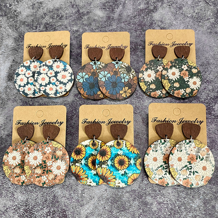 Wholesale Wooden earrings, flower splicing, wooden earrings, earrings, pendants