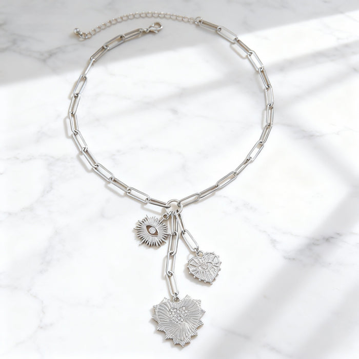 Wholesale Sweater chain heart-shaped Cuban tassel necklace