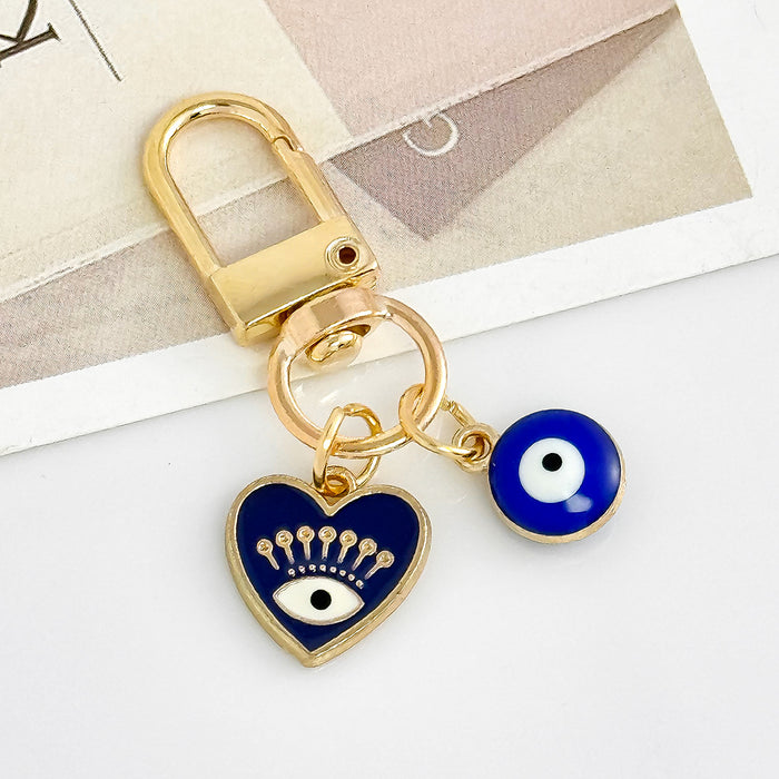 Wholesale Brilliant Diamond Blue Eyes Devil' s Eye Tassel Keychain Accessories Bag Pendant