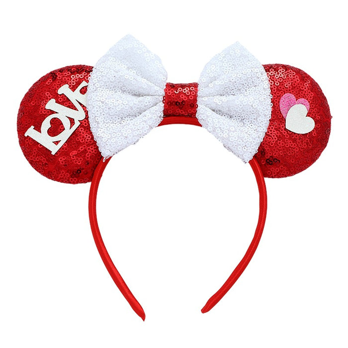 Wholesale Valentine's Day Sequin Bow Headband Cartoon Love Fabric Headband JDC-HD-MeiY009