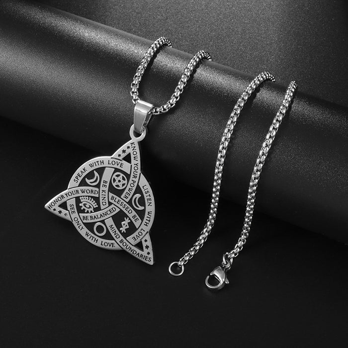 Wholesale stainless steel Celtic retro Triangle pendant star Moon fan Men Necklaces