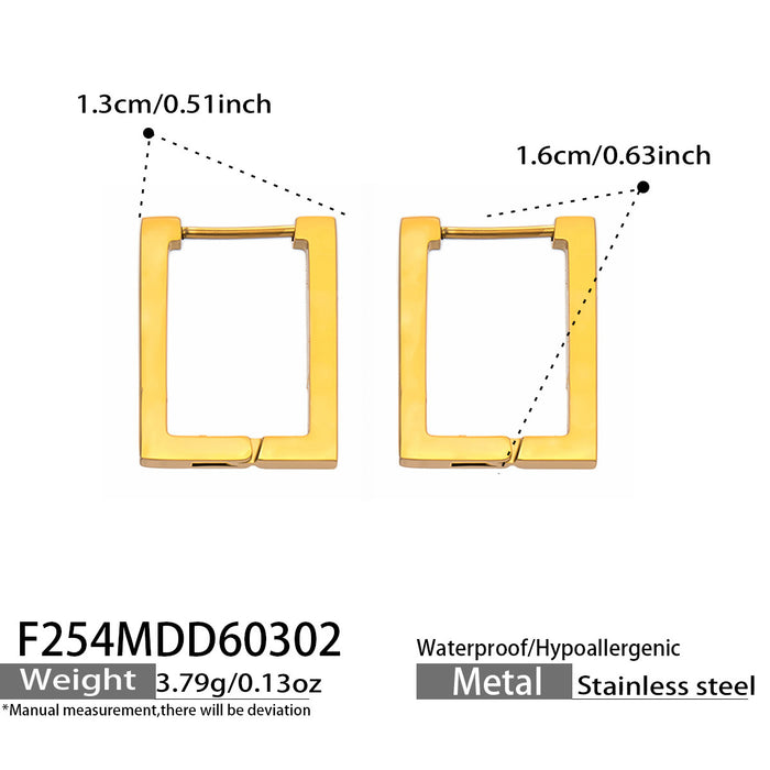 Wholesale Minimalist Geometric Rectangular Stainless Steel Hoop Earrings