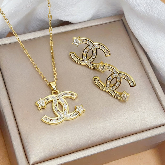 Wholesale Diamond Double C Color-Preserving Necklace